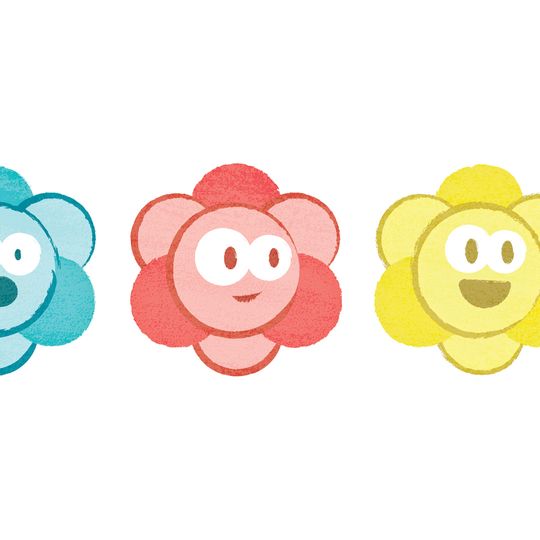 A subsection of a Google Doodle containing a couple of happy atoms